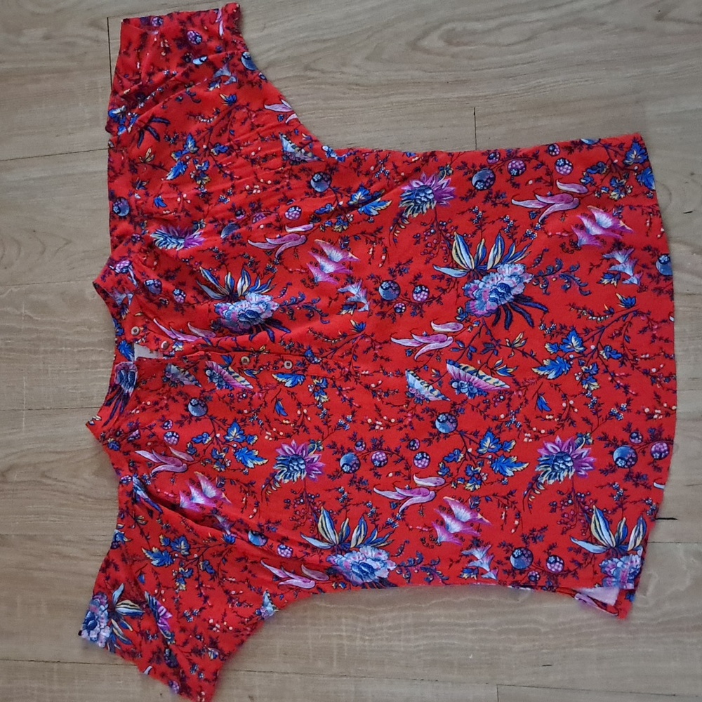 Maeve by Anthropologie Red Floral Blouse